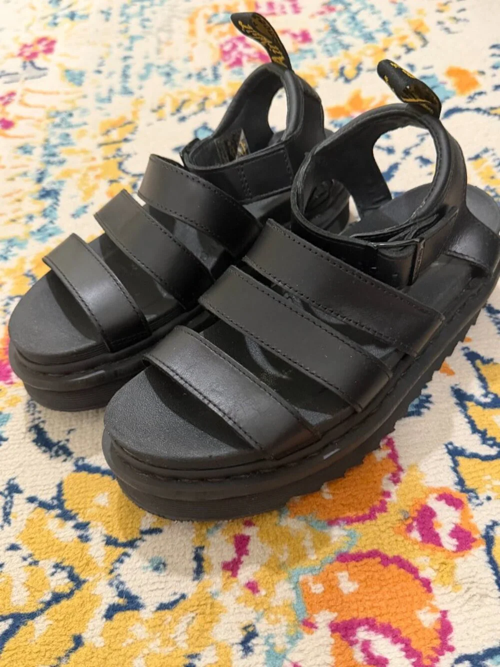 Dr. Martens Blaire Athena Leather Strap Sandals Black - Size 7